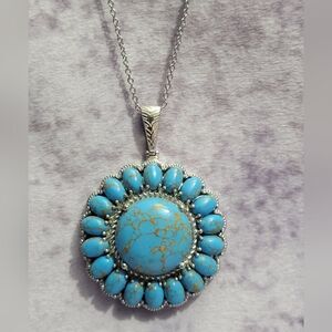 Karis Mojave Turquoise Floral Pendant Necklace